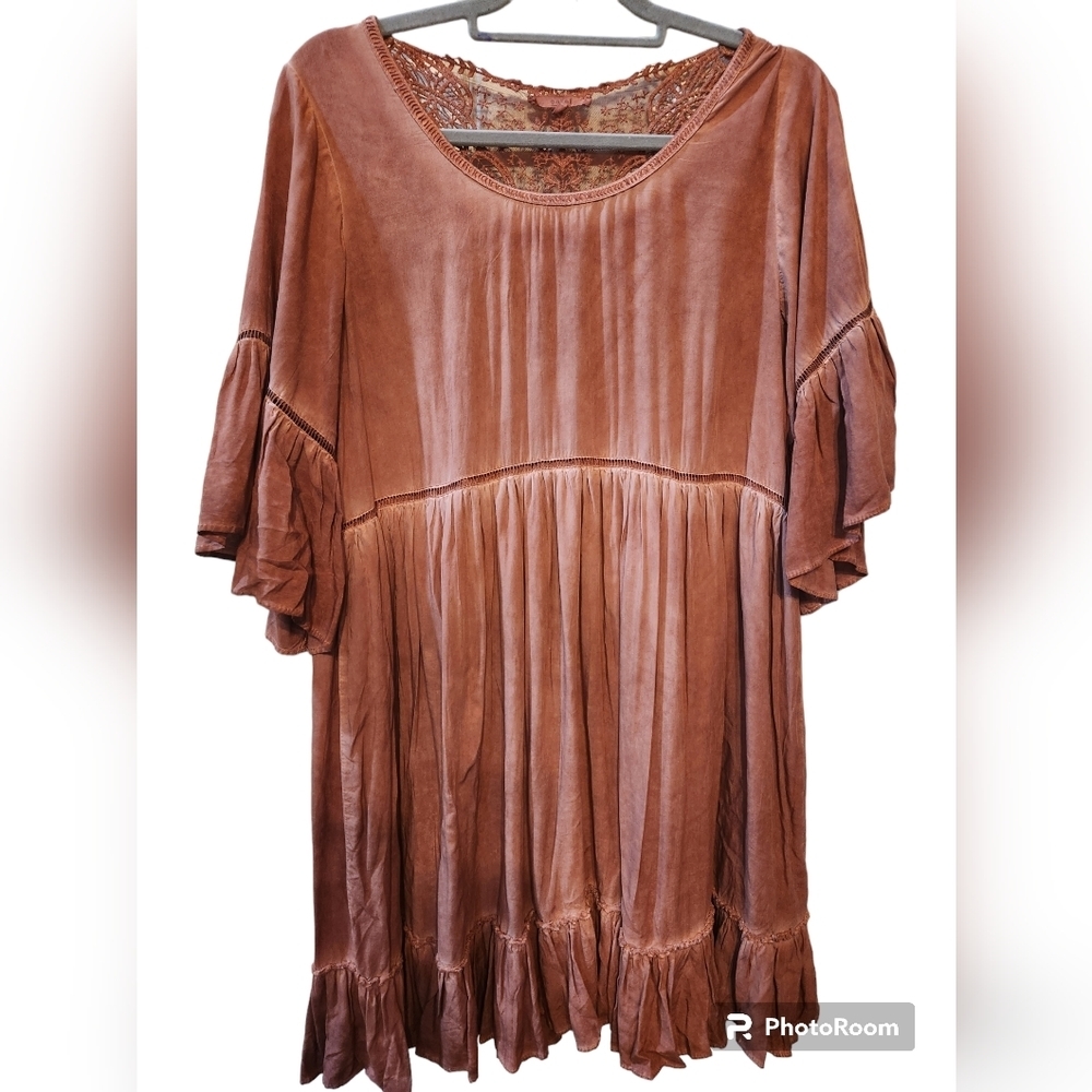 easel size L boho tiered dress Dusty Rose